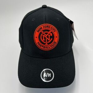New York City FC MLS Superflex Fitted Hat Black Orange S/M NYCFC Soccer Cap